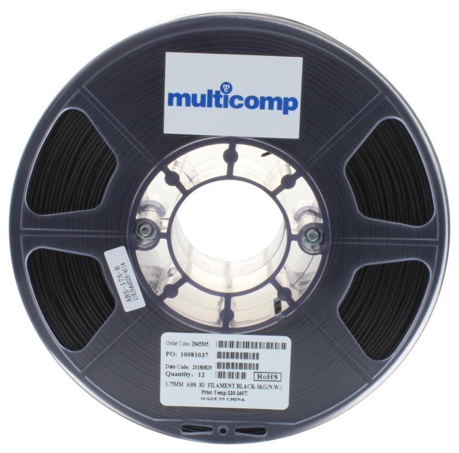 1.75mm Black ABS Filament for 3D Printer, 1kg - MC002558