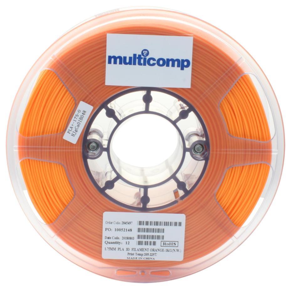 1.75mm Black Orange Filament for 3D Printer, 1kg - MC002550