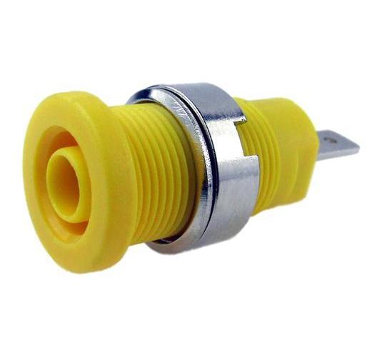 4mm Panel Mount Banana Socket, 4.8mm Faston, Yellow - FCR73575Y
