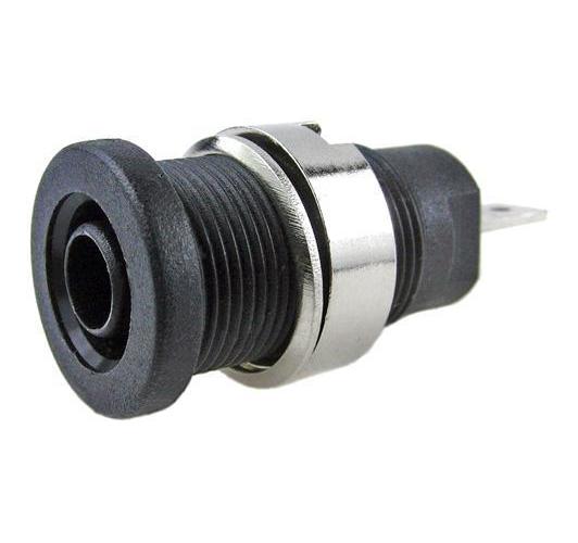 4mm Panel Mount Banana Socket, 4.8mm Faston, Black - FCR73575B