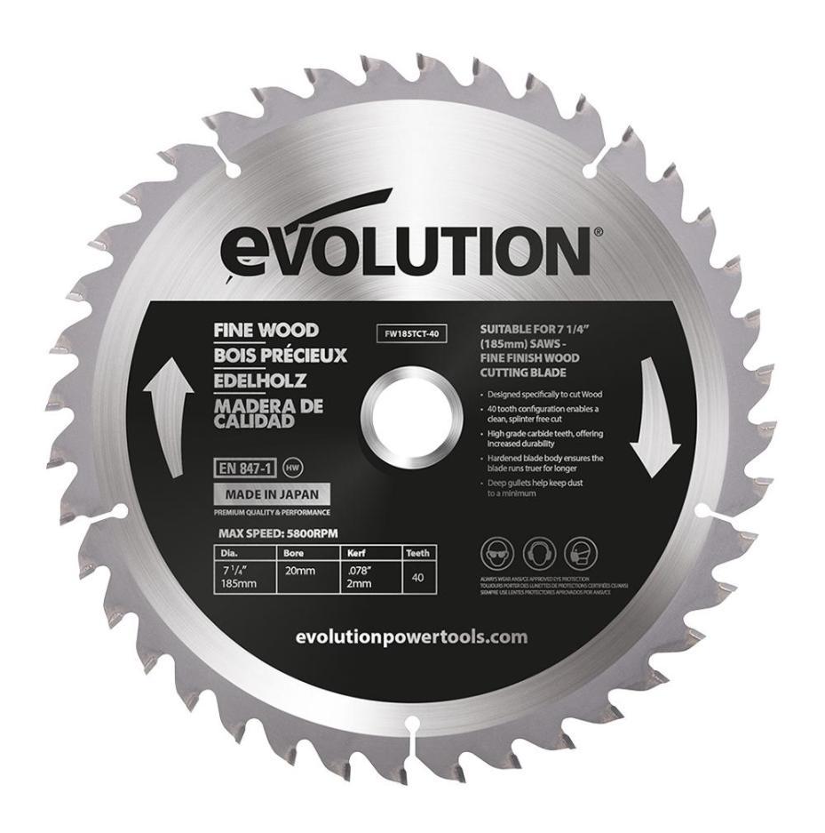 185mm x 40T x 20mm Fine Wood Mitre Saw Blade - FW185TCT-40