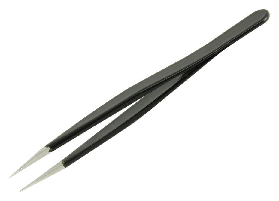 120mm Precision Tweezers - ESD SS Straight Flat Tips - DT000005
