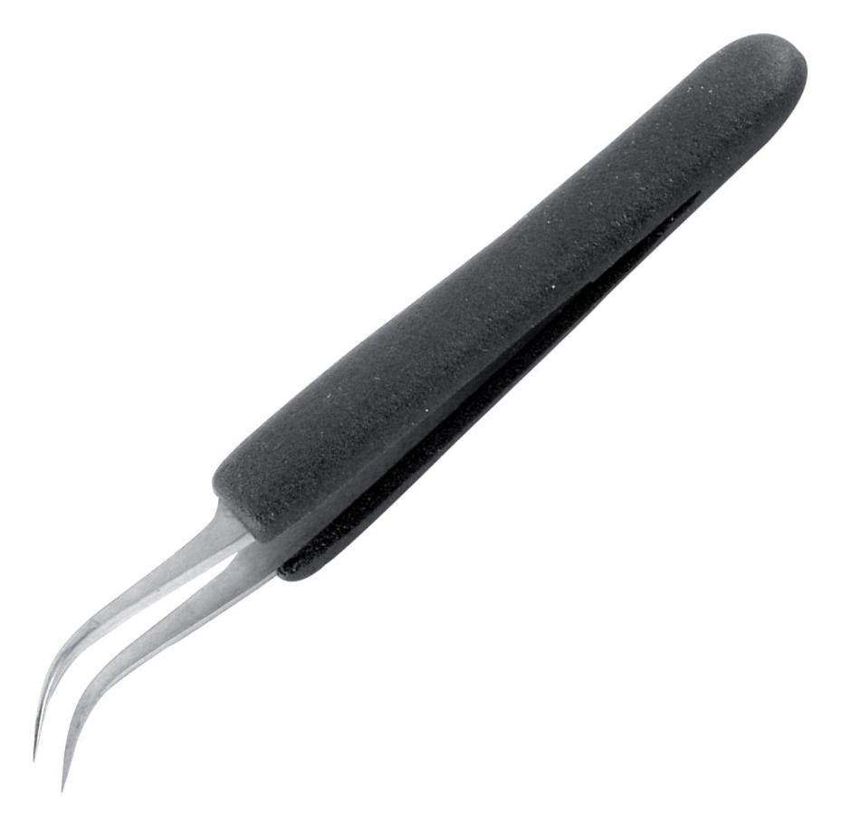 120mm Foam Grip Tweezers - 7SA SS ESD Curved Tips - D02292