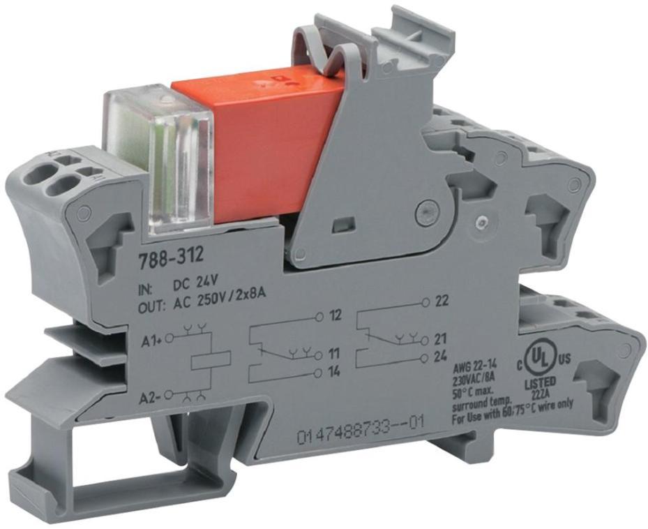12V DC DIN Rail Relay Module, DPDT, 8A, 22AWG - 14AWG - 788-311