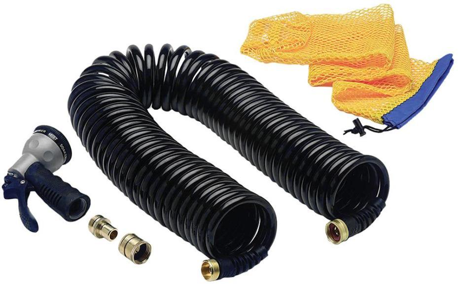 15m Heavy Duty Self-Coiling Garden Hose Pipe, Black - 580-HD5032U