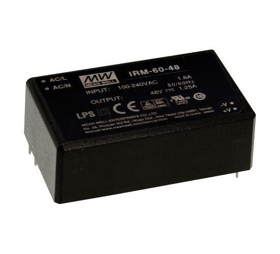 5V, 10A, 60W, AC/DC PCB Mount Power Supply - IRM-60-5
