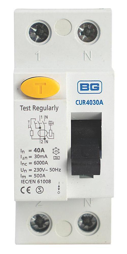 40A, 30mA Double Pole RCD, Type A - CUR4030A-01