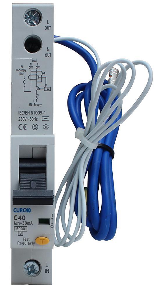 40A Single Pole RCBO, C Curve, Type AC - CURC40-02