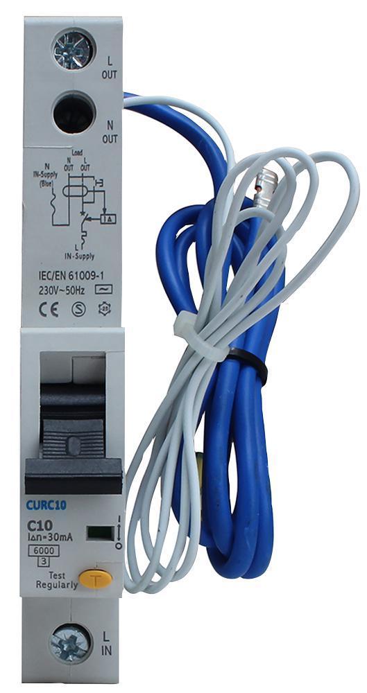 10A Single Pole RCBO, C Curve, Type AC - CURC10-02
