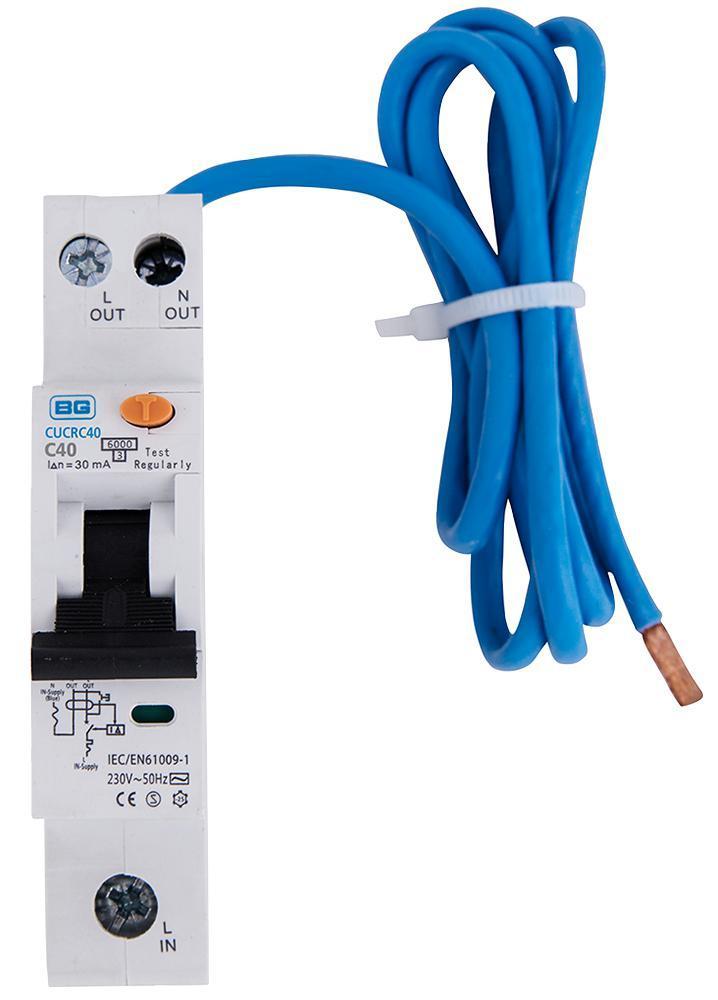 40A Single Pole Compact RCBO, C Curve, Type AC - CUCRC40-01