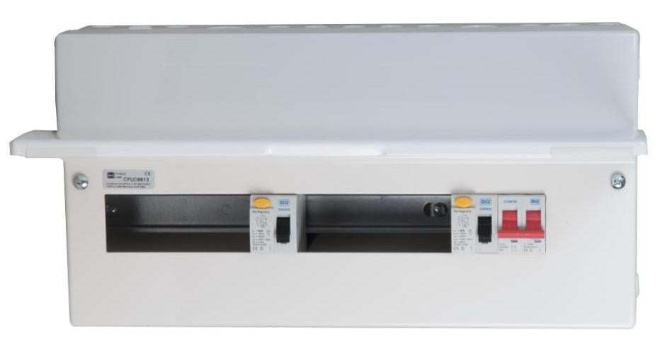 13-Way Unpopulated Dual RCD Consumer Unit, 100A Switch, 1x 80A & 1x 63A, 30mA RCDs - CFUD8613-01