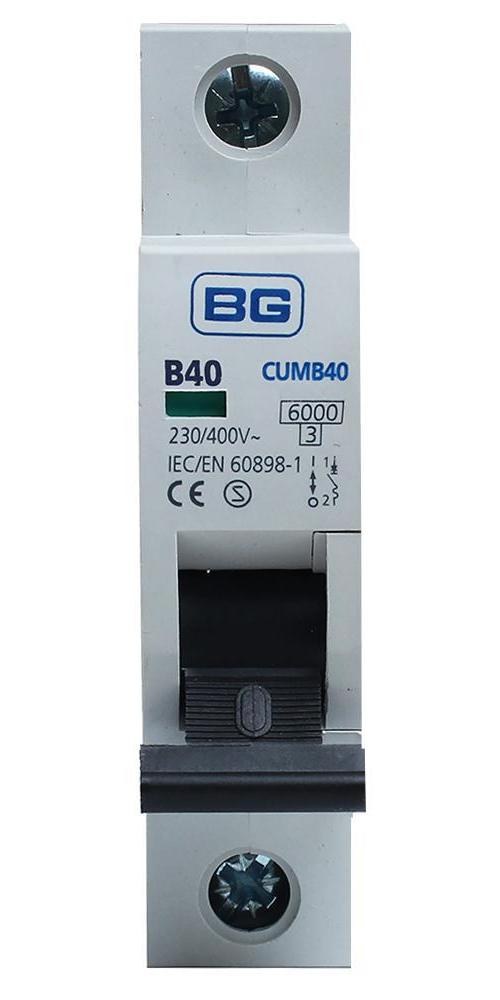 40A Single Pole MCB, B Curve, 6kA - CUMB40-01