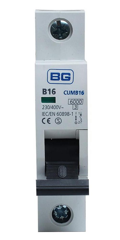 16A Single Pole MCB, B Curve, 6kA - CUMB16-01