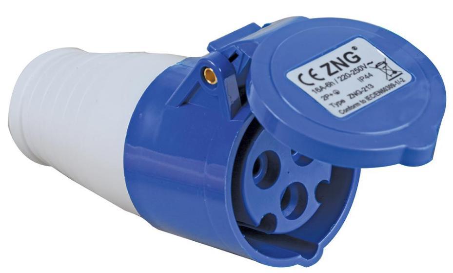 16A, 230V, Cable Mount CEE Socket, 2P+E, Blue, IP44 - PELB0120