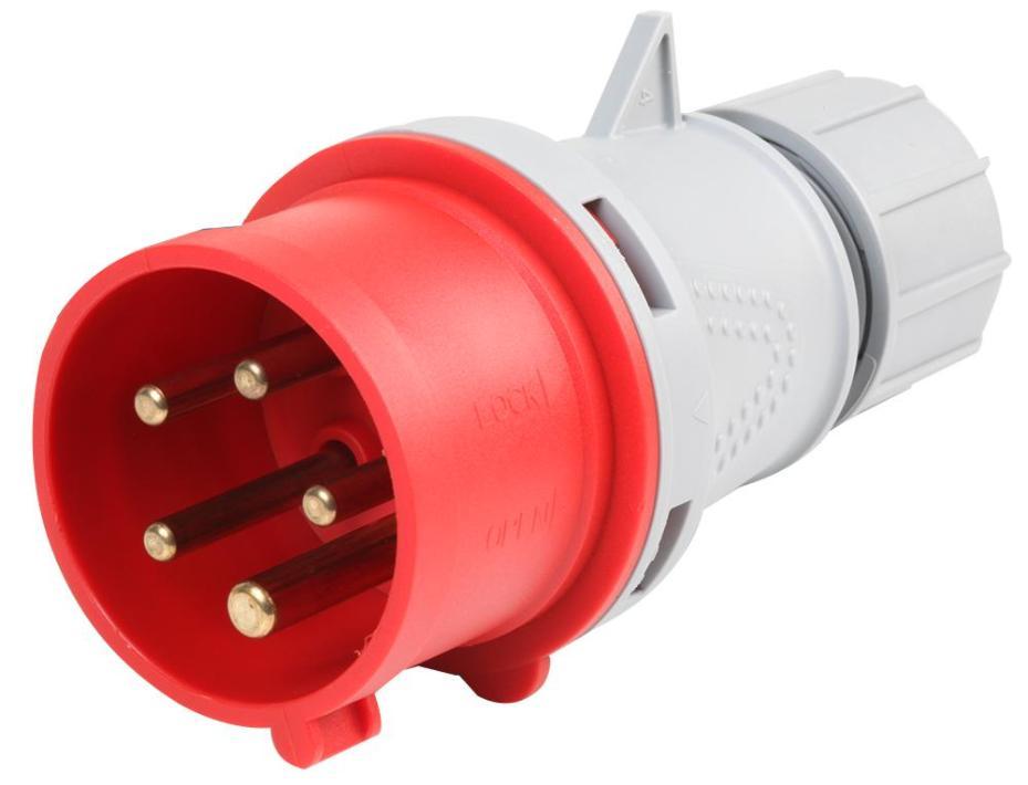 16A, 400V, Cable Mount CEE Plug, 3P+N+E, Red, IP44 - PELB0030