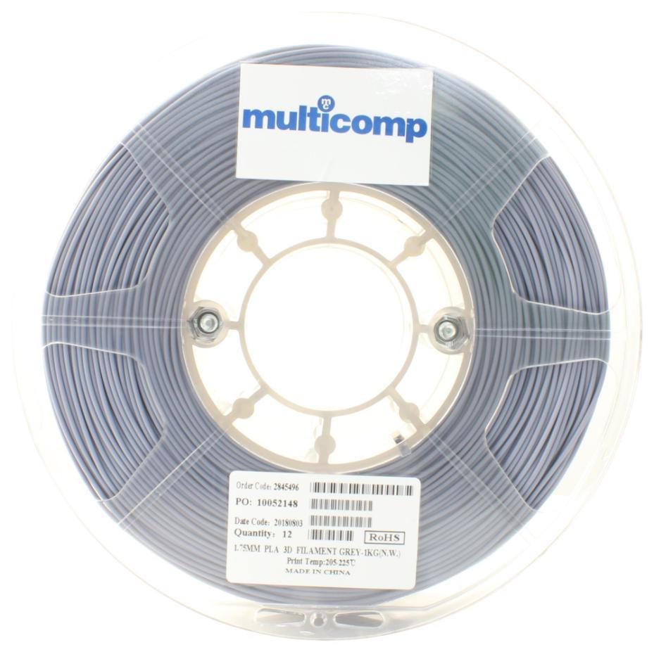 1.75mm Grey PLA Filament for 3D Printer, 1kg - MC002549