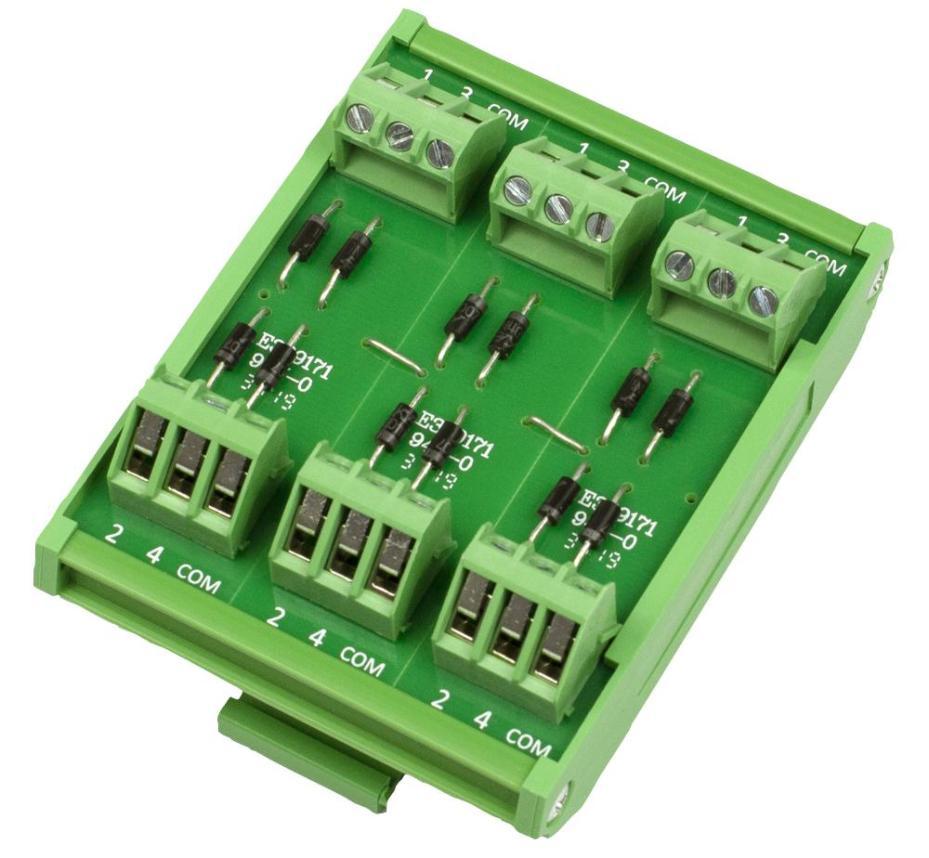 12 Way Diode 35mm DIN Rail Module, Common Cathode - CIM/12W-DIOCC