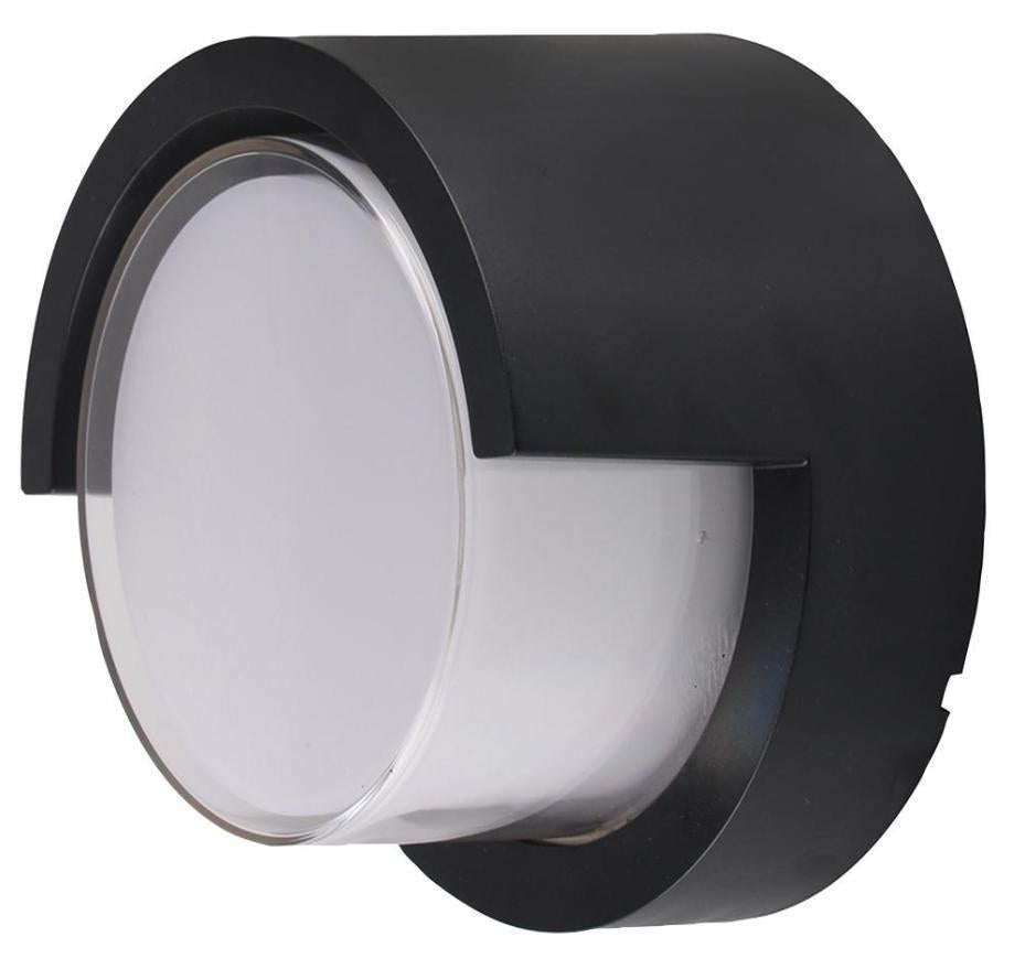 12W Round LED Wall Light, Black, 650lm, 3000K, IP65 - VT-827 8537