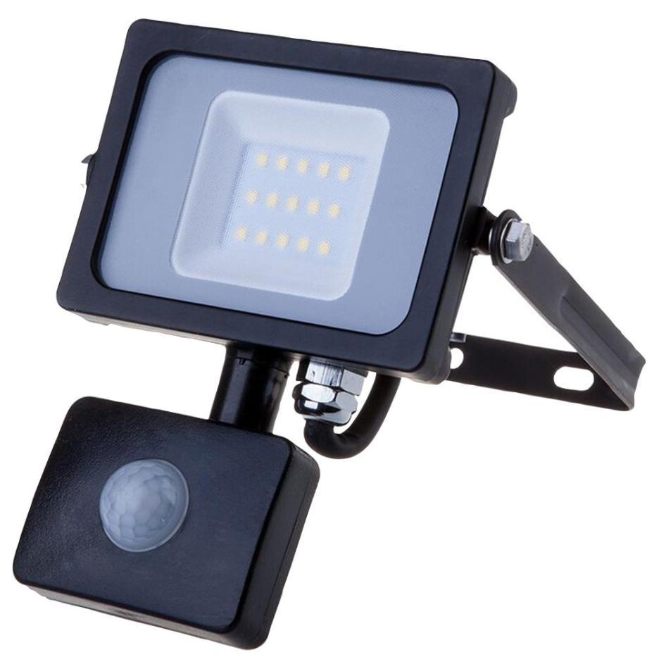10W LED Floodlight with PIR, 800lm, 3000K, Black, IP65 - VT-10-S 436