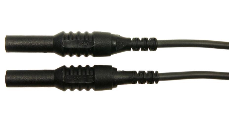 4mm Banana Plug to Banana Plug Leads, Black, 10A, 1kV, 1.5m - MP002195