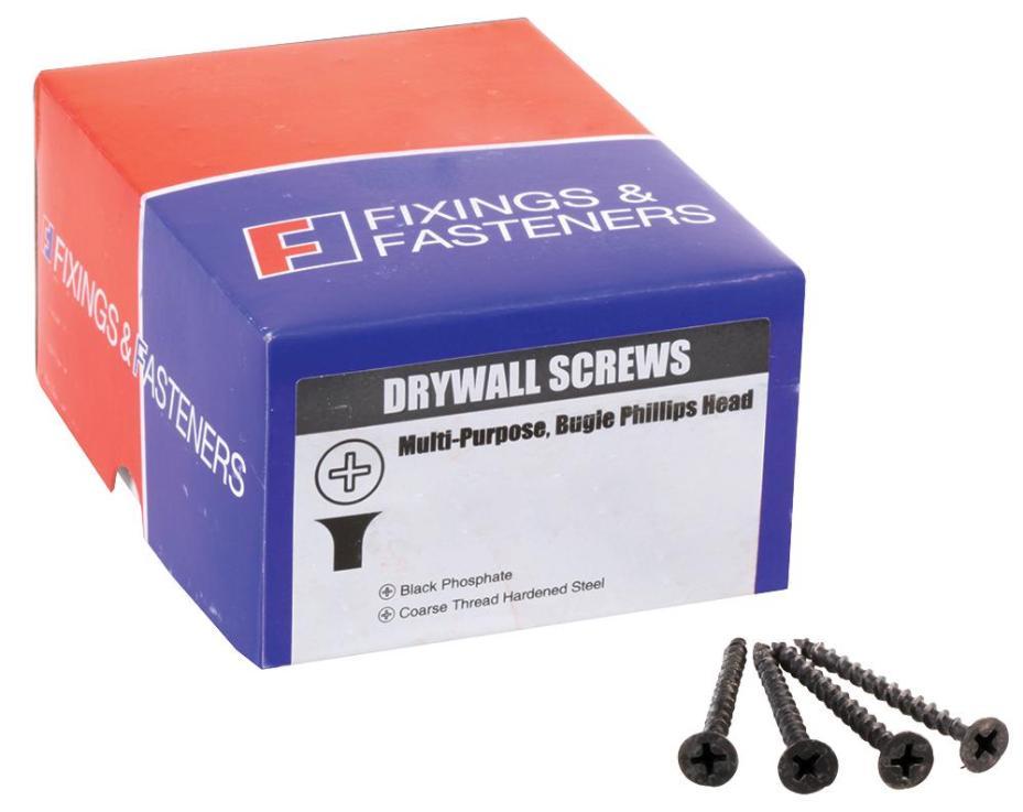 4.2mm x 100mm Bugle Head Phillips Black Drywall Screws, 100 Pack - 100DWS100BP