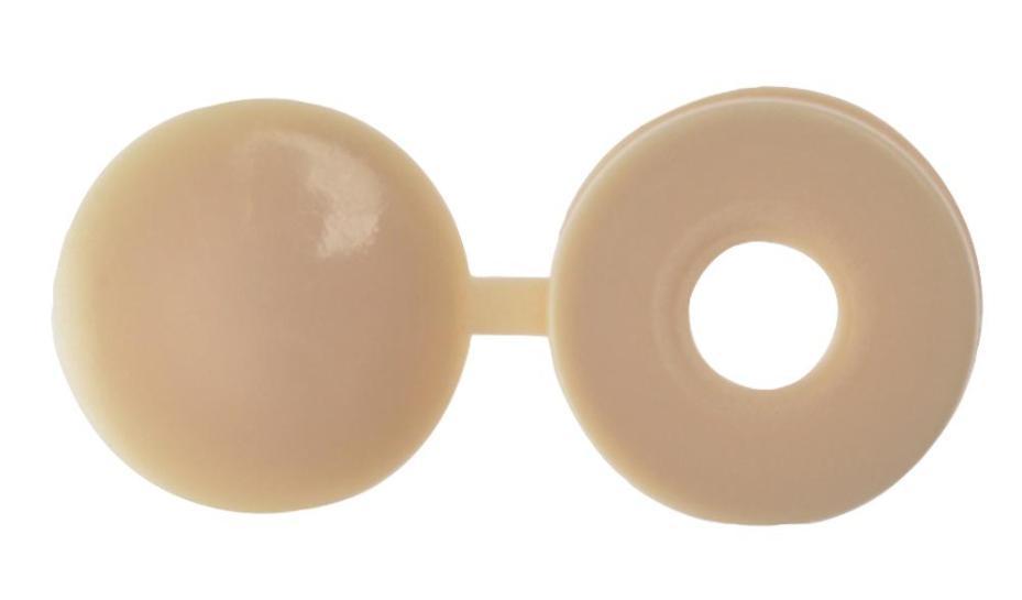 5mm - 6mm Beige Plastic Hinged Screw Cover Caps, 100 Pack - 100HCC6L