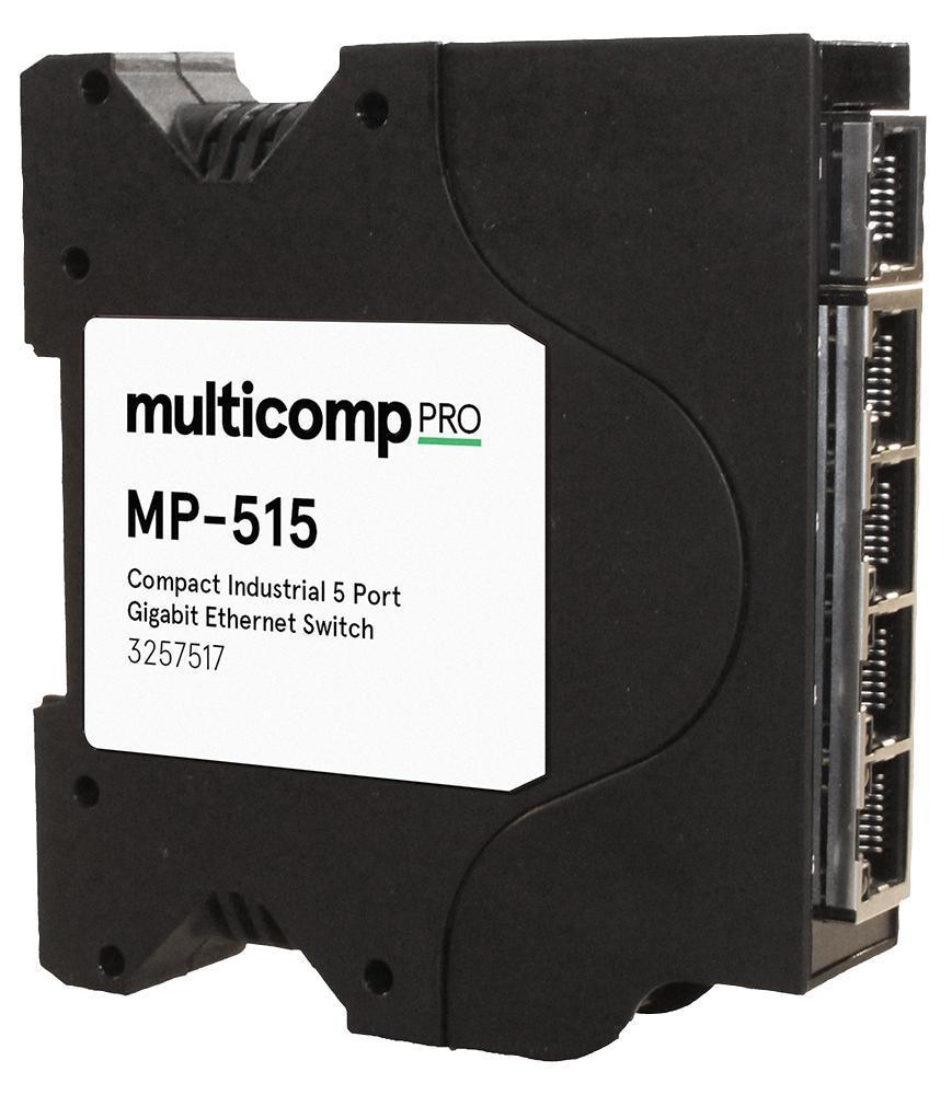 5 Port Industrial Unmanaged Gigabit Switch, DIN Mountable - MP-515