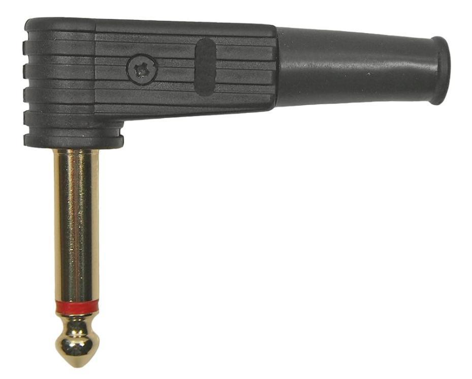 6.35mm / 1/4" Mono Jack Plug, 90 Degree, Black - FM1105B