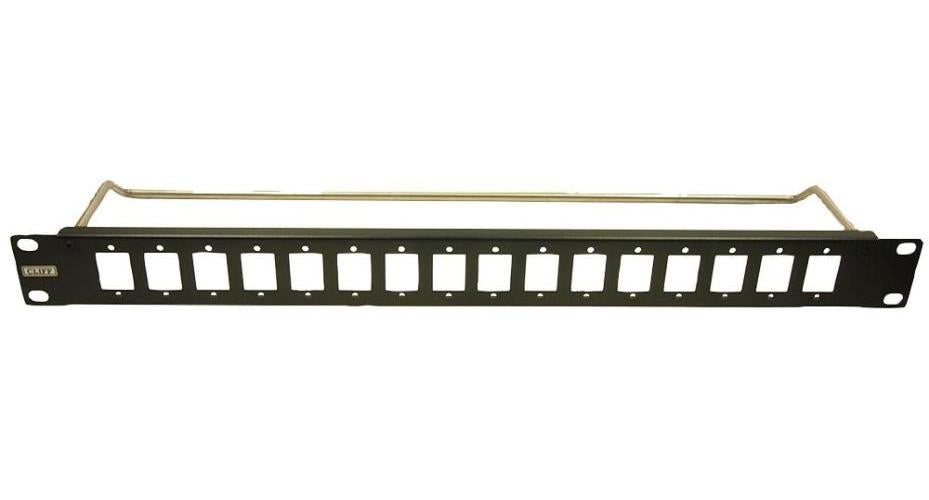 16 Port 1U Slim Panel with Cable Bar, 4-40 Holes - CP30160