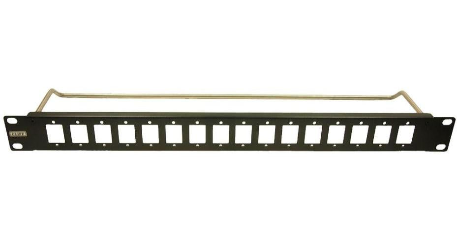 16 Port 1U Slim Panel with Cable Bar, Plain Holes - CP30158