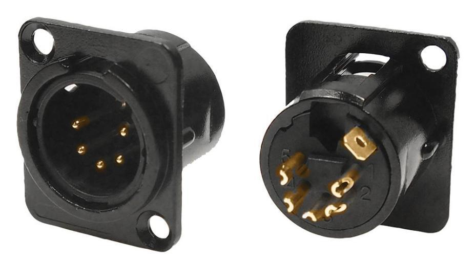 5 Pin XLR Plug Feedthrough Panel, Metal, CSK Holes - FC61955 