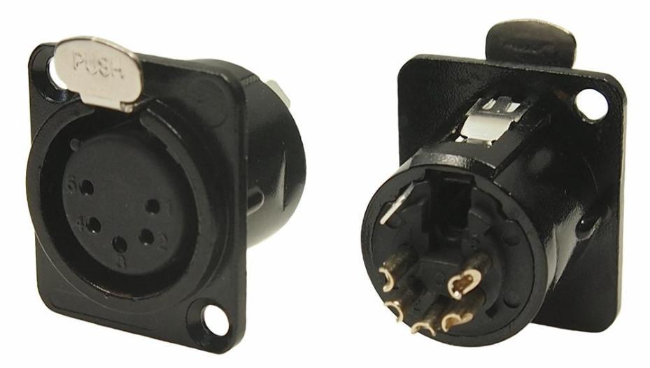 5 Pin XLR Socket Feedthrough Panel, Metal, CSK Holes - FC61950 