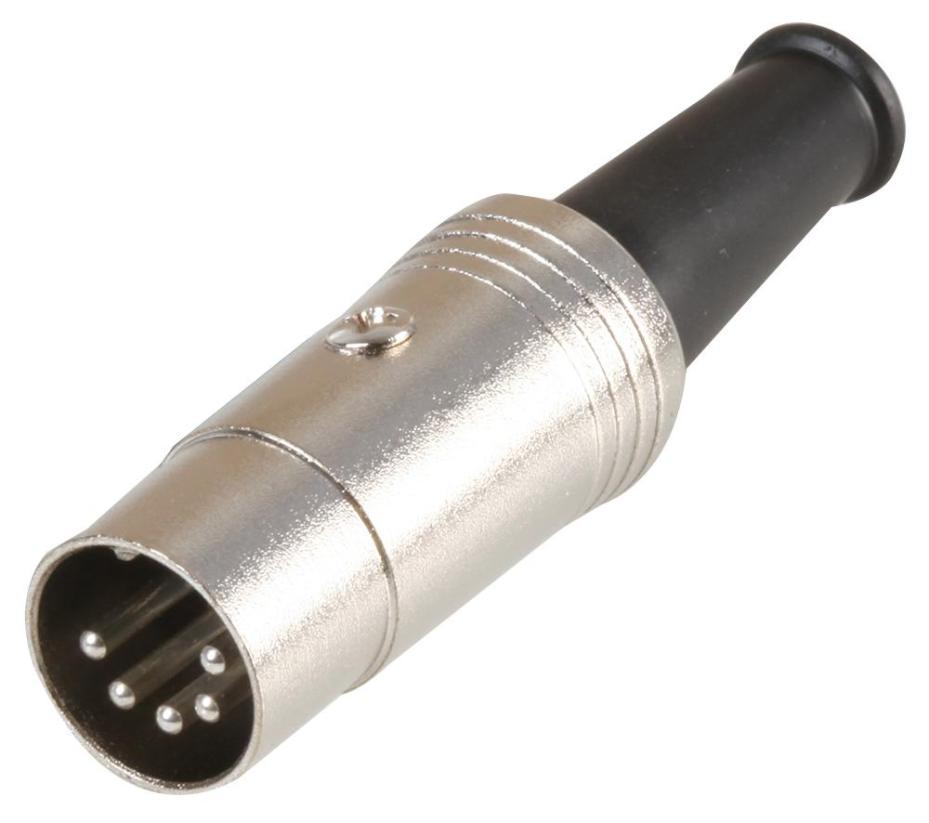 5 Pin MIDI DIN Plug with Metal Body and Rubber Strain Relief - PSG08753