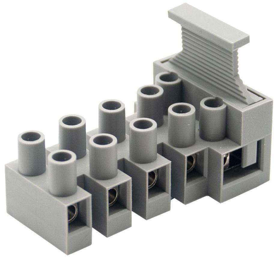 5-Pole Vertical Fuse Terminal Block, No Earth, 450V, 24A - TLF-100-5P