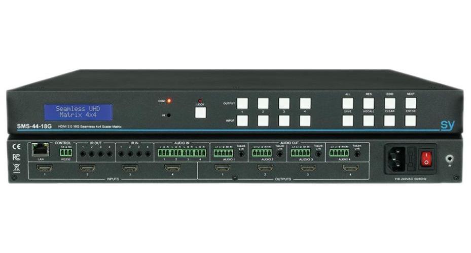 4x4 Seamless Matrix HDMI 4K with Video Wall Processor - SY-SMS-44-18G