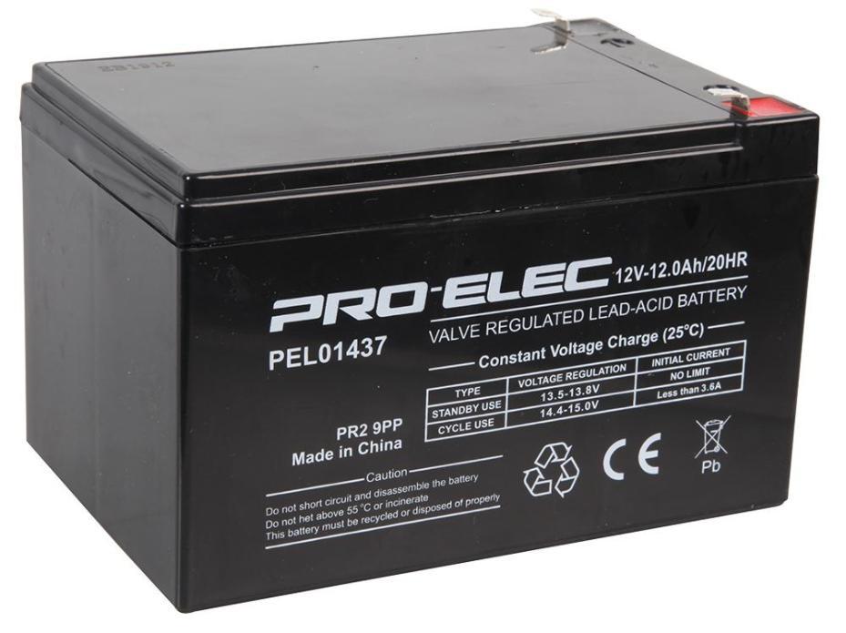 12Ah 12V AGM Lead Acid Battery - PEL01437