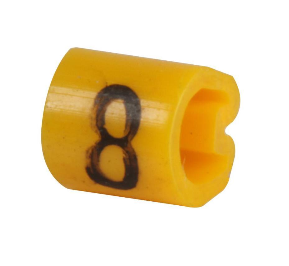 Z Type Cable Marker, 8, Straight Cut, Yellow, 2.9-4.7mm, Reel of 1000 - 6163408
