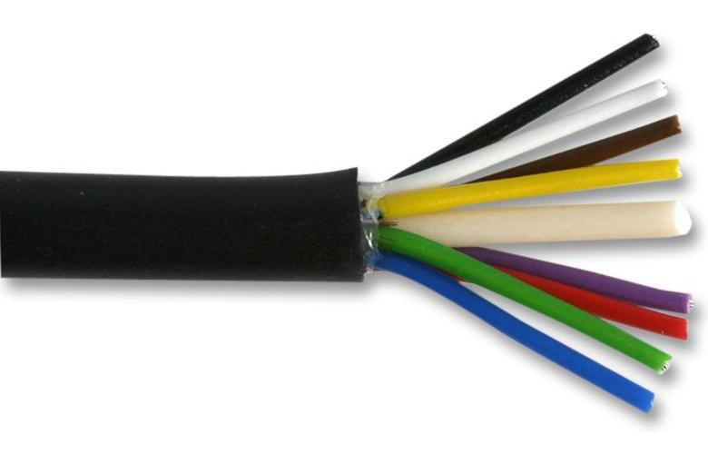 16-2-8A 8 Core Unscreened Cable, 0.2mm, Black, 25m - PELB0680