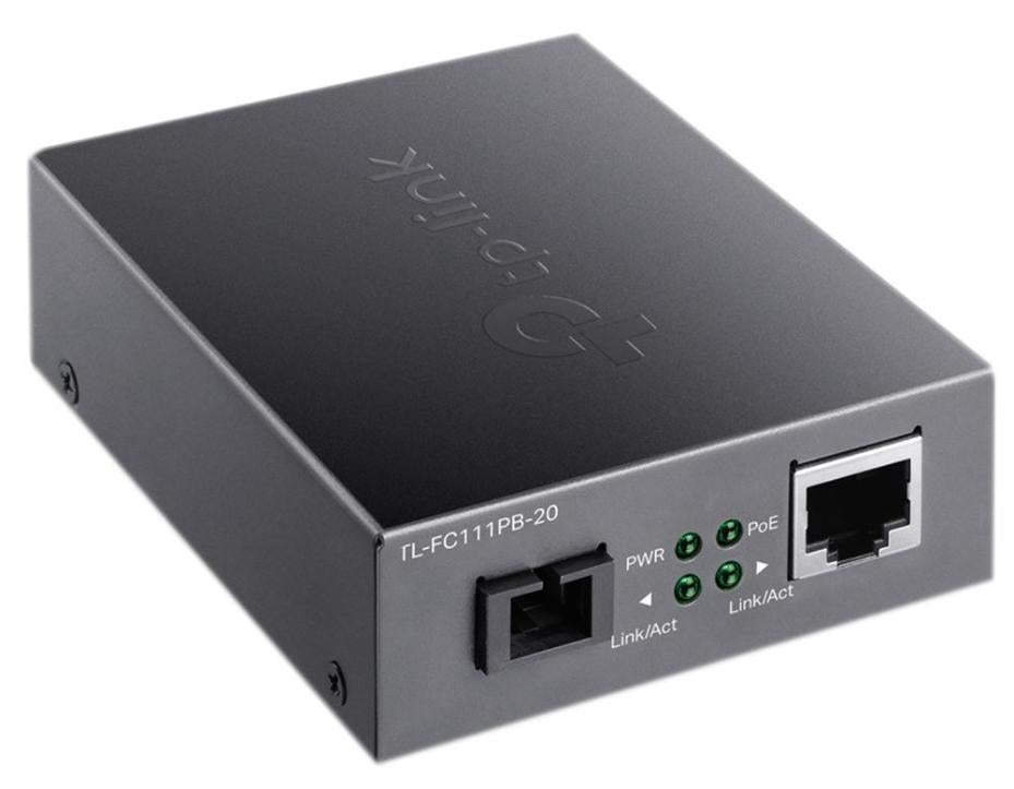10/100Mbps PoE WDM Media Converter, 1310nm TX 1550nm RX - TL-FC111PB-20