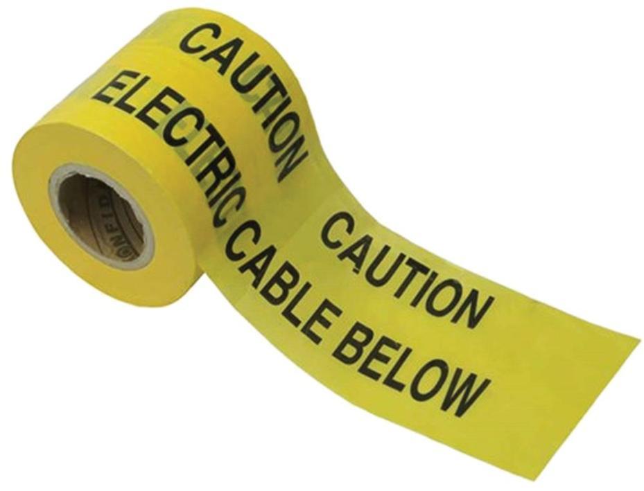 "Electric Cable Below" Warning Tape, 150mm x 365m - 0026150365YED
