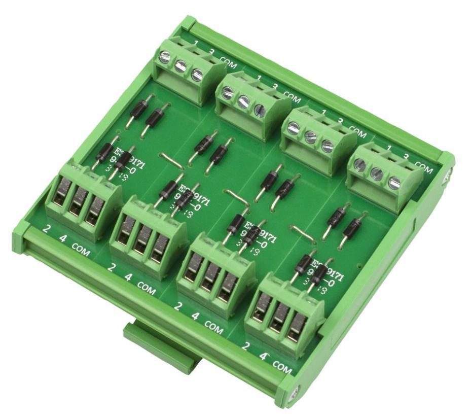 16 Way Diode 35mm DIN Rail Module, Common Cathode - CIM/16W-DIOCC