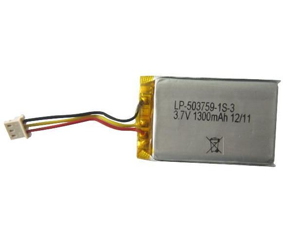 1300mAh 3.7V Lithium Polymer Rechargeable Battery - LP-503759-1S-3