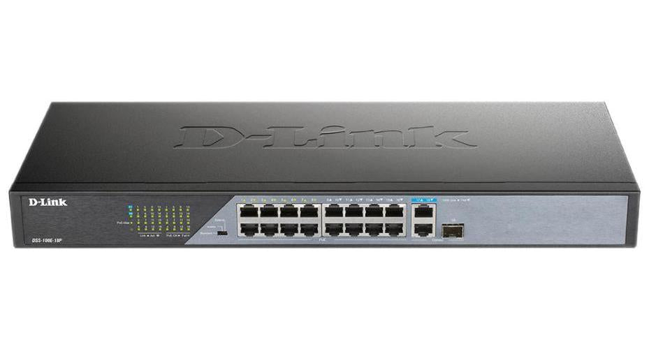 16 Port Fast Ethernet Unmanaged PoE Surveillance Switch - DSS-100E-18P