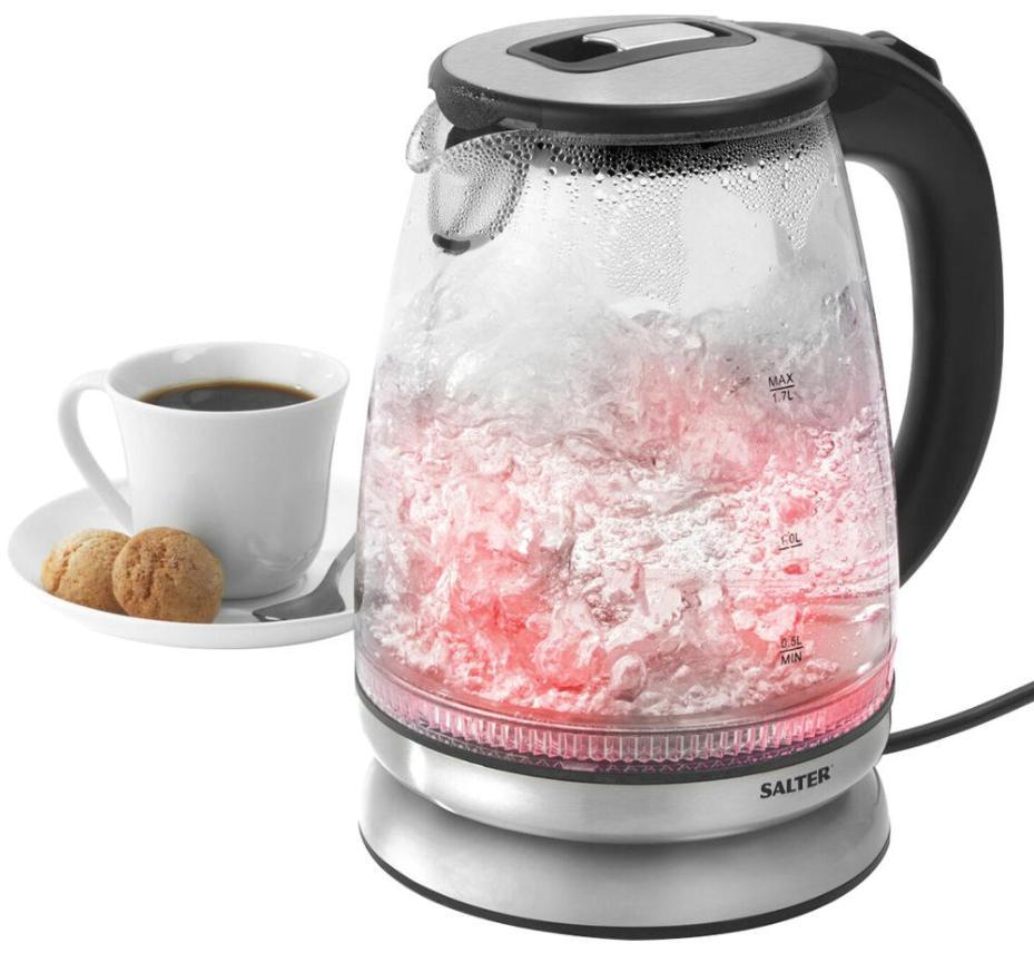 1.7L Colour Changing Glass Kettle with Red-Blue LED Illumination - EK2841SS