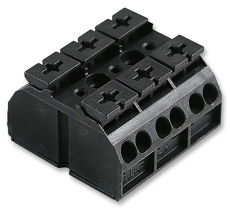 4 Conductor Chassis Mount Terminal Strip, 20AWG to 12AWG, 32A, 3 Pole - 862-503