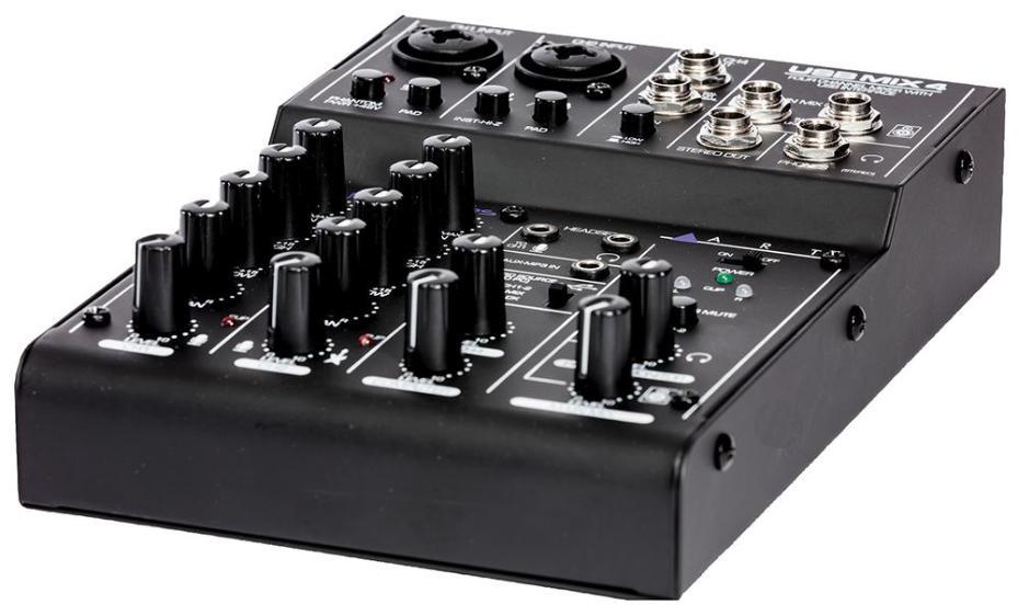 4x4 Channel Audio Mixer/Interface with USB & AUX - ART-USBMIXE4