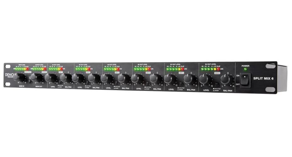 6 Channel Mixer XLR/6.3mm with Signal Splitter 1U - SPLITMIX6XUK