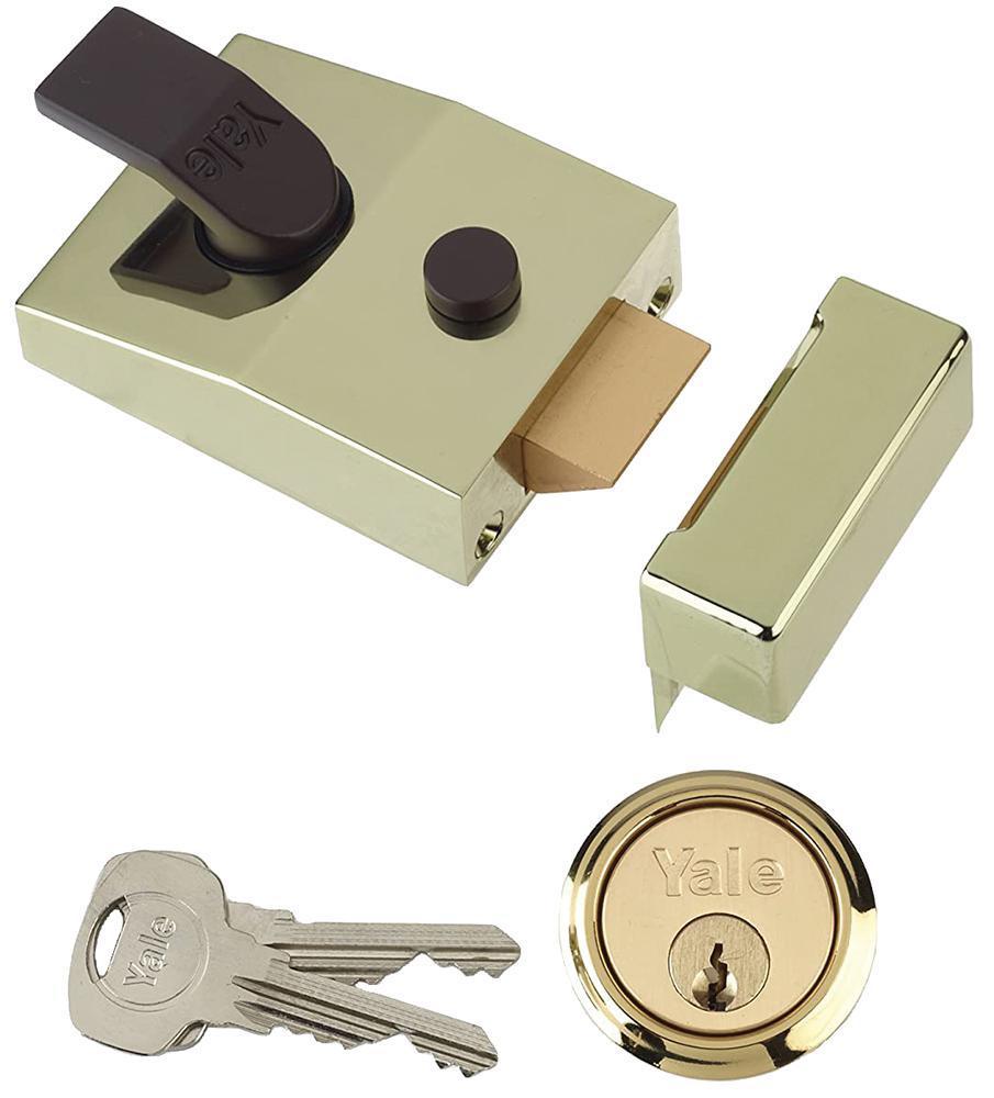 Deadlocking Security Night Latch, Brass - 60mm Backset - B-89-BLX-PB-60