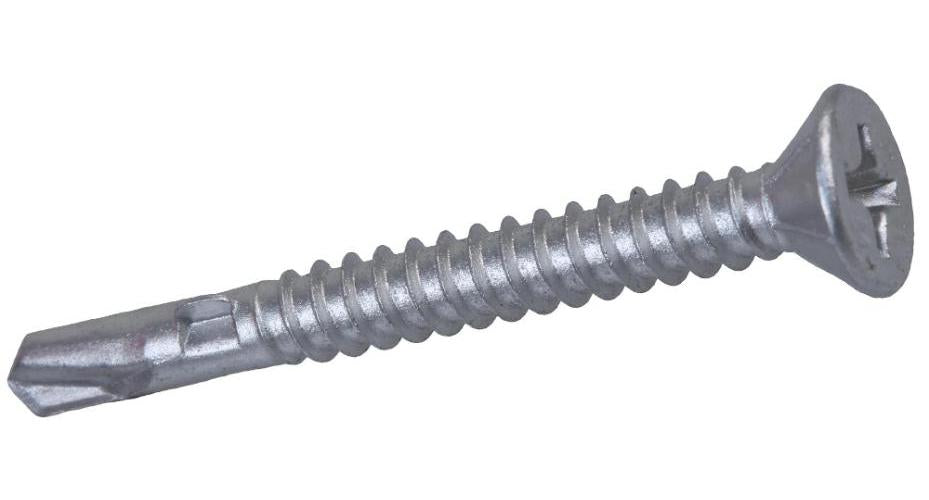 4.8mm x 38mm Countersunk Head Phillips Carbon Steel Exterior Wing-Tip No.3 Self-Drilling Screws, 200 Pack - LW38S