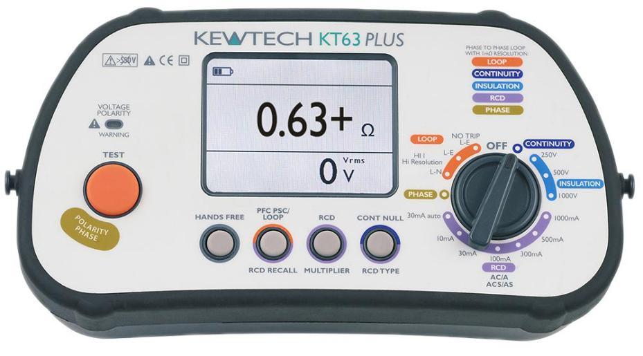 6-in-1 Multifunction Electrical Installation Tester, 1kV, IP54 - KT63PLUS